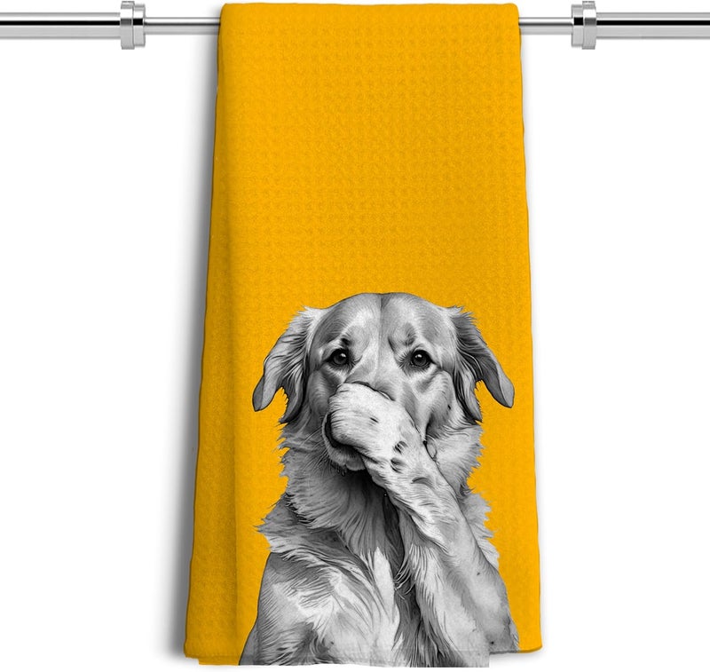 LUKIPOM Golden Retriever Gifts Yellow Hand Towels, Golden Retriever Gifts for Women Men,Dog Bathroom Decor, Funny Bathroom Hand Towels, 16x24 Inches - Image 1